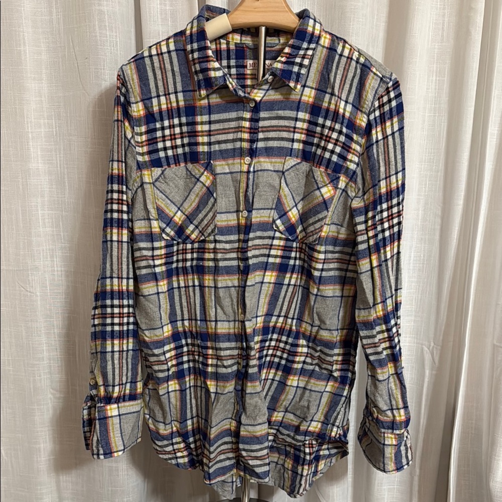 Merona Plaid Button Down Shirt - Blue, Yellow, Red